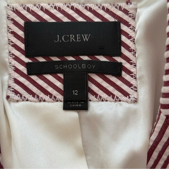 J.Crew Schoolboy Blazer Women’s 12 Red White Stripe Cotton Lined Jacket - Picture 11 of 13